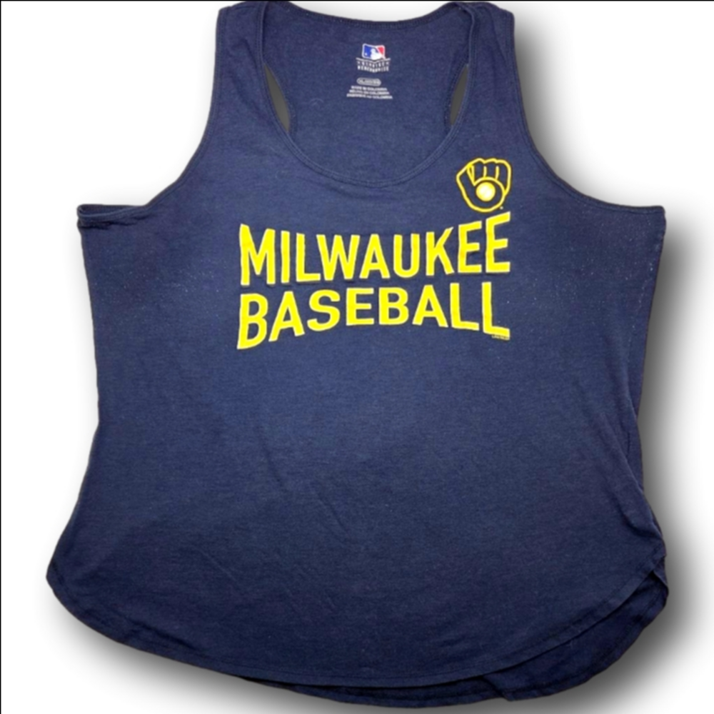 Women's MLB Navy Blue Milwaukee Baseball Tank Top XL